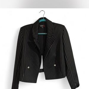 New York & Company Black Striped Blazer